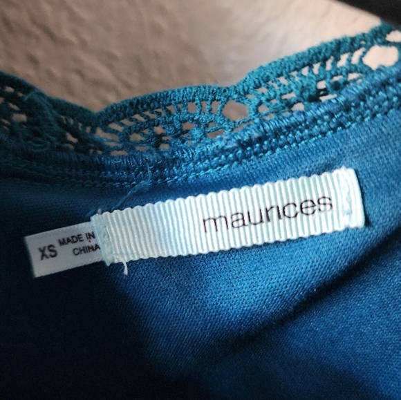 Maurices Teal Blue Embellished Cold Shoulder Dress - Picture 2 of 3